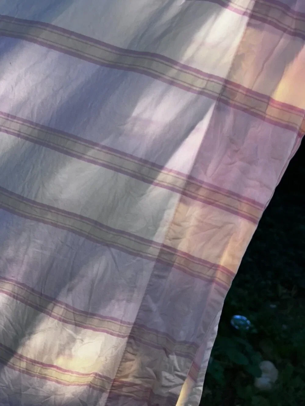 Shabby Chic Rachel Aswell KING pink yellow awning stripe flat sheet